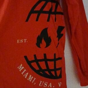 Womens Red Graphic Long Sleeve Shirt